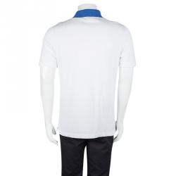 Prada Sport White Honeycomb Knit Contrast Collar Detail Polo T-Shirt XL