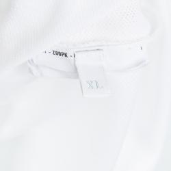 Prada Sport White Honeycomb Knit Contrast Collar Detail Polo T-Shirt XL