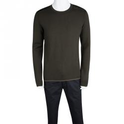 Prada Sport Olive Green Shoulder Patch Detail Sweater XL