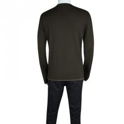 Prada Sport Olive Green Shoulder Patch Detail Sweater XL
