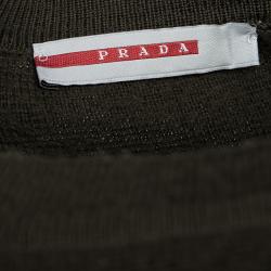 Prada Sport Olive Green Shoulder Patch Detail Sweater XL