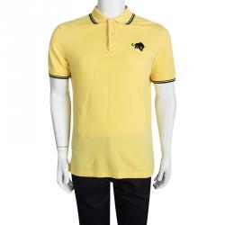 Pre Owned Prada Sport Yellow Panther Embroidered Polo T-Shirt XL