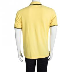Pre Owned Prada Sport Yellow Panther Embroidered Polo T-Shirt XL
