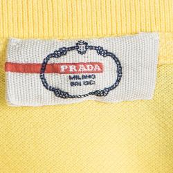Pre Owned Prada Sport Yellow Panther Embroidered Polo T-Shirt XL