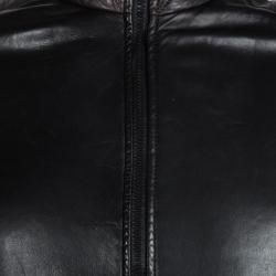 Pre Owned Prada Sport Black Quilted Panel Detail Leather Jacket M