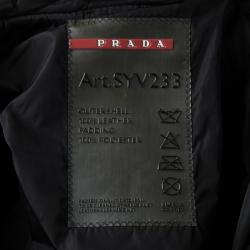 Pre Owned Prada Sport Black Quilted Panel Detail Leather Jacket M