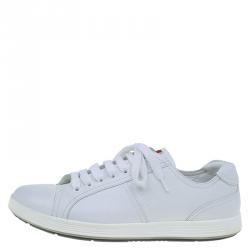 Pre Owned Prada Sport White Leather Lace Up Platform Sneakers Size 42