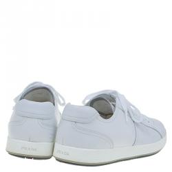 Pre Owned Prada Sport White Leather Lace Up Platform Sneakers Size 42