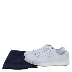 Pre Owned Prada Sport White Leather Lace Up Platform Sneakers Size 42