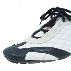 Pre Owned Prada Sport White and Black Leather Sneakers Size 40