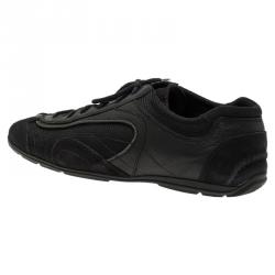 Pre Owned Prada Sport Black Leather and Suede Lace Up Sneakers Size 40.5