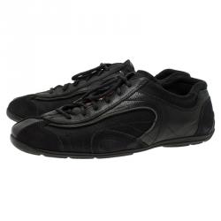 Pre Owned Prada Sport Black Leather and Suede Lace Up Sneakers Size 40.5