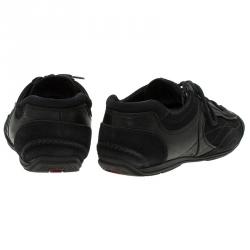 Pre Owned Prada Sport Black Leather and Suede Lace Up Sneakers Size 40.5