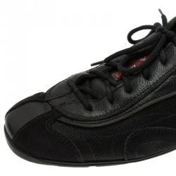 Pre Owned Prada Sport Black Leather and Suede Lace Up Sneakers Size 40.5