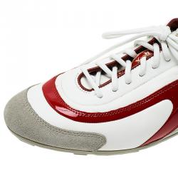 Pre Owned Prada Sport Tricolor Leather and Suede Lace Up Sneakers Sized 42.5