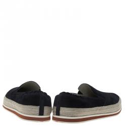 Pre Owned Prada Sport Navy Blue Suede Espadrille Sneakers Size 41.5
