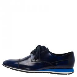 Pre Owned Prada Sport Blue Shaded Leather Lace Up Oxfords Size 43