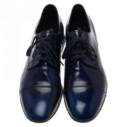 Pre Owned Prada Sport Blue Shaded Leather Lace Up Oxfords Size 43