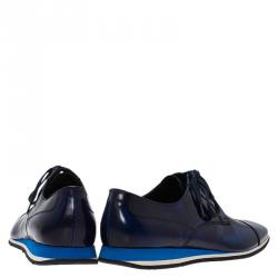 Pre Owned Prada Sport Blue Shaded Leather Lace Up Oxfords Size 43