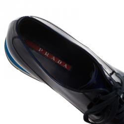 Pre Owned Prada Sport Blue Shaded Leather Lace Up Oxfords Size 43