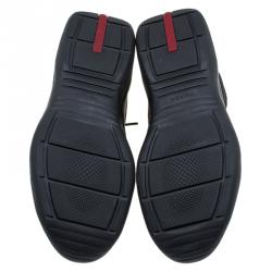 Pre Owned Prada Sport Black Leather and Mesh High Top Sneakers Size 42