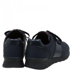 Pre Owned Prada Sport Dark Blue Canvas and Leather Sneakers Size 43