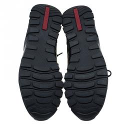 Pre Owned Prada Sport Dark Blue Canvas and Leather Sneakers Size 43