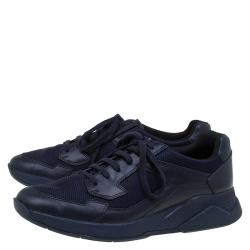 Pre Owned Prada Sport Two Tone Leather And Mesh Lace Up Sneakers Size 42