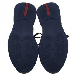 Pre Owned Prada Sport Two Tone Leather And Mesh Lace Up Sneakers Size 42