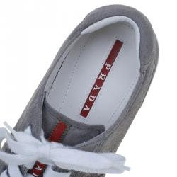 Pre Owned Prada Sport Grey Suede Lace Up Sneakers Size 42