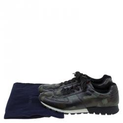 Pre Owned Prada Sport Camo Print Leather Running Sneakers Size 42.5