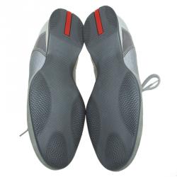 Pre Owned Prada Sport Grey Fabric And Leather Trim Sneakers Size 43.5