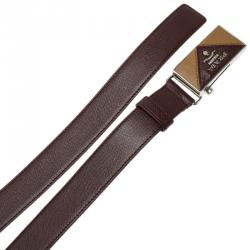 Pre Owned Prada Brown Saffiano Leather Logo Belt 95 CM