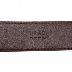 Pre Owned Prada Brown Saffiano Leather Logo Belt 95 CM