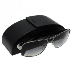 Prada SPR 52P Silver Tone Polarized Sunglasses