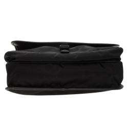 Pre Owned Prada Black Nylon Flap Messenger Bag