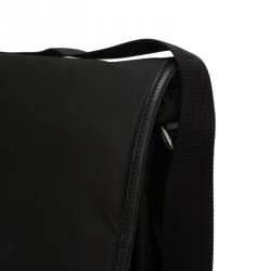 Pre Owned Prada Black Nylon Flap Messenger Bag