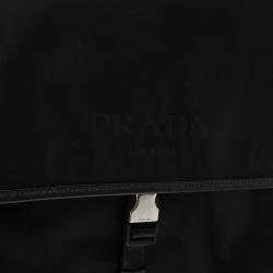 Pre Owned Prada Black Nylon Flap Messenger Bag