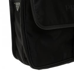 Pre Owned Prada Black Nylon Flap Messenger Bag