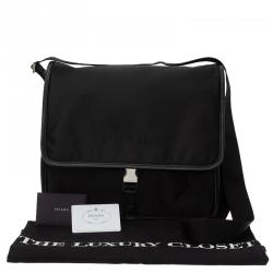 Pre Owned Prada Black Nylon Flap Messenger Bag