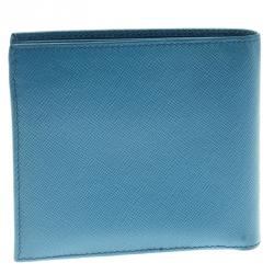 Prada Blue Saffiano Leather Bifold Wallet
