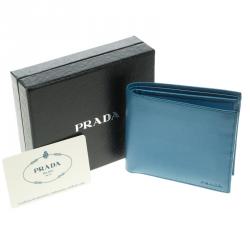 Prada Blue Saffiano Leather Bifold Wallet