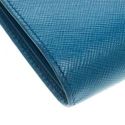 Prada Blue Saffiano Leather Bifold Wallet