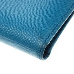 Prada Blue Saffiano Leather Bifold Wallet