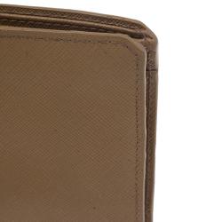 Prada Camel American Saffiano Bi-Fold Corner Wallet