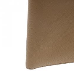 Prada Camel American Saffiano Bi-Fold Corner Wallet