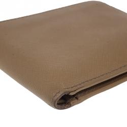 Prada Camel American Saffiano Bi-Fold Corner Wallet