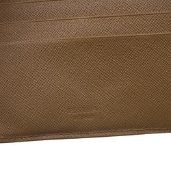 Prada Camel American Saffiano Bi-Fold Corner Wallet