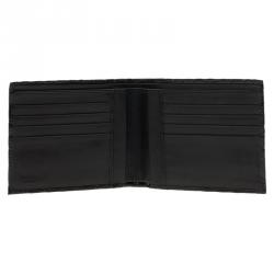 Prada Black Crocodile Embossed Patent Bi-Fold Wallet