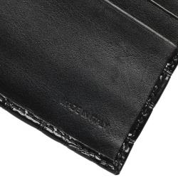 Prada Black Crocodile Embossed Patent Bi-Fold Wallet